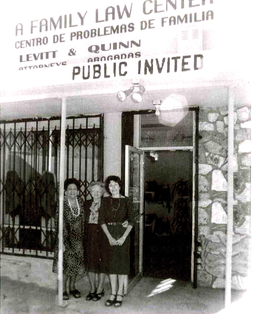 LevittQuinn Founders in 1981 – Ziva Sirkis Naumann, Ethel Levitt, Grace Quinn – in front of the first Silverlake storefront 